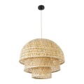GloboStar® HIROKA 01836 Boho Κρεμαστό Φωτιστικό Οροφής Μονόφωτο 1 x E27 AC220-240V IP20 - Φ60 x Υ50cm - Μπεζ Ξύλινο Μπαμπού Πλέγμα