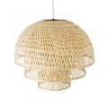 GloboStar® HIROKA 01836 Boho Κρεμαστό Φωτιστικό Οροφής Μονόφωτο 1 x E27 AC220-240V IP20 - Φ60 x Υ50cm - Μπεζ Ξύλινο Μπαμπού Πλέγμα