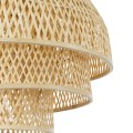GloboStar® HIROKA 01836 Boho Κρεμαστό Φωτιστικό Οροφής Μονόφωτο 1 x E27 AC220-240V IP20 - Φ60 x Υ50cm - Μπεζ Ξύλινο Μπαμπού Πλέγμα