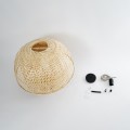 GloboStar® HIROKA 01836 Boho Κρεμαστό Φωτιστικό Οροφής Μονόφωτο 1 x E27 AC220-240V IP20 - Φ60 x Υ50cm - Μπεζ Ξύλινο Μπαμπού Πλέγμα