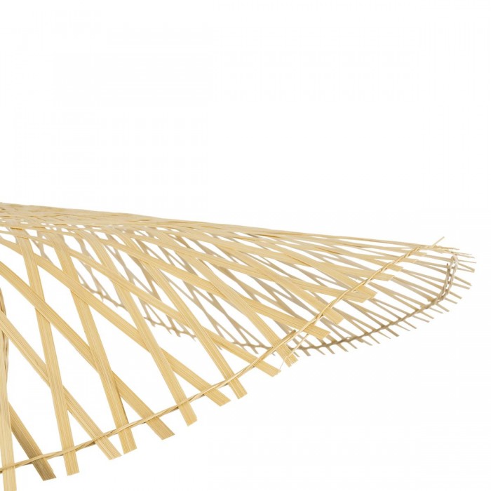 GloboStar® CINNABAR 01837 Boho Κρεμαστό Φωτιστικό Οροφής Μονόφωτο 1 x E27 AC220-240V IP20 - Φ75 x Υ21cm - Μπεζ Ξύλινο Μπαμπού Πλέγμα