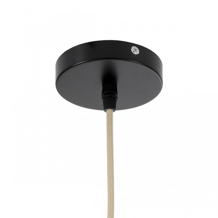 GloboStar® CINNABAR 01837 Boho Κρεμαστό Φωτιστικό Οροφής Μονόφωτο 1 x E27 AC220-240V IP20 - Φ75 x Υ21cm - Μπεζ Ξύλινο Μπαμπού Πλέγμα