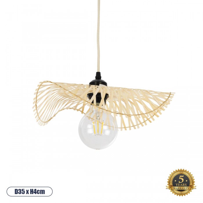 GloboStar® MELEMELE 01839 Boho Κρεμαστό Φωτιστικό Οροφής Μονόφωτο 1 x E27 AC220-240V IP20 - Φ35 x Υ4cm - Μπεζ Ξύλινο Μπαμπού Πλέγμα GloboStar® MELEMELE 01839 Boho Κρεμαστό Φωτιστικό Οροφής Μονόφωτο 1 x E27 AC220-240V IP20 - Φ35 x Υ4cm - Μπεζ Ξύλινο Μπαμπού Πλέγμα