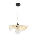 GloboStar® MELEMELE 01839 Boho Κρεμαστό Φωτιστικό Οροφής Μονόφωτο 1 x E27 AC220-240V IP20 - Φ35 x Υ4cm - Μπεζ Ξύλινο Μπαμπού Πλέγμα
