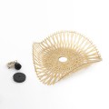 GloboStar® MELEMELE 01839 Boho Κρεμαστό Φωτιστικό Οροφής Μονόφωτο 1 x E27 AC220-240V IP20 - Φ35 x Υ4cm - Μπεζ Ξύλινο Μπαμπού Πλέγμα