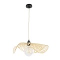 GloboStar® MELEMELE 01840 Boho Κρεμαστό Φωτιστικό Οροφής Μονόφωτο 1 x E27 AC220-240V IP20 - Φ50 x Υ7cm - Μπεζ Ξύλινο Μπαμπού Πλέγμα