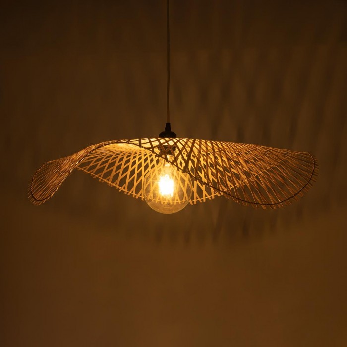 GloboStar® MELEMELE 01841 Boho Κρεμαστό Φωτιστικό Οροφής Μονόφωτο 1 x E27 AC220-240V IP20 - Φ75 x Υ10cm - Μπεζ Ξύλινο Μπαμπού Πλέγμα GloboStar® MELEMELE 01841 Boho Κρεμαστό Φωτιστικό Οροφής Μονόφωτο 1 x E27 AC220-240V IP20 - Φ75 x Υ10cm - Μπεζ Ξύλινο Μπαμπού Πλέγμα