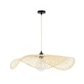 GloboStar® MELEMELE 01841 Boho Κρεμαστό Φωτιστικό Οροφής Μονόφωτο 1 x E27 AC220-240V IP20 - Φ75 x Υ10cm - Μπεζ Ξύλινο Μπαμπού Πλέγμα