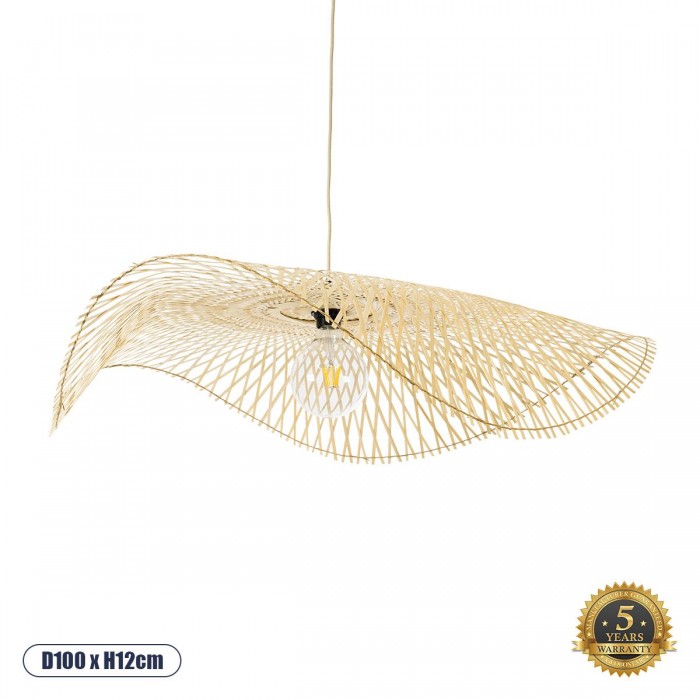 GloboStar® MELEMELE 01842 Boho Κρεμαστό Φωτιστικό Οροφής Μονόφωτο 1 x E27 AC220-240V IP20 - Φ100 x Υ12cm - Μπεζ Ξύλινο Μπαμπού Πλέγμα GloboStar® MELEMELE 01842 Boho Κρεμαστό Φωτιστικό Οροφής Μονόφωτο 1 x E27 AC220-240V IP20 - Φ100 x Υ12cm - Μπεζ Ξύλινο Μπαμπού Πλέγμα