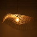 GloboStar® MELEMELE 01842 Boho Κρεμαστό Φωτιστικό Οροφής Μονόφωτο 1 x E27 AC220-240V IP20 - Φ100 x Υ12cm - Μπεζ Ξύλινο Μπαμπού Πλέγμα