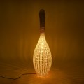 GloboStar® PARADIS 01843 Boho Επιδαπέδιο Φωτιστικό Μονόφωτο 1 x E27 AC220-240V IP20 - Φ30 x Υ100cm - Μπεζ Ξύλινο Ρατάν Πλέγμα