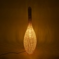 GloboStar® PARADIS 01844 Boho Επιδαπέδιο Φωτιστικό Μονόφωτο 1 x E27 AC220-240V IP20 - Φ35 x Υ120cm - Μπεζ Ξύλινο Ρατάν Πλέγμα