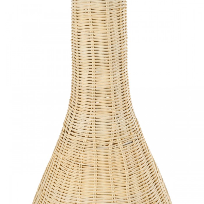 GloboStar® PARADIS 01844 Boho Επιδαπέδιο Φωτιστικό Μονόφωτο 1 x E27 AC220-240V IP20 - Φ35 x Υ120cm - Μπεζ Ξύλινο Ρατάν Πλέγμα