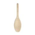 GloboStar® PARADIS 01846 Boho Επιδαπέδιο Φωτιστικό Μονόφωτο 1 x E27 AC220-240V IP20 - Φ50 x Υ180cm - Μπεζ Ξύλινο Ρατάν Πλέγμα