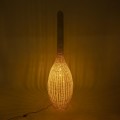 GloboStar® PARADIS 01846 Boho Επιδαπέδιο Φωτιστικό Μονόφωτο 1 x E27 AC220-240V IP20 - Φ50 x Υ180cm - Μπεζ Ξύλινο Ρατάν Πλέγμα