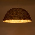 GloboStar® MANGATA 01847 Boho Κρεμαστό Φωτιστικό Καμπάνα Μονόφωτο 1 x E27 IP20 Μπεζ Ξύλο - Μ60 x Π60 x Υ28cm