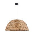 GloboStar® MANGATA 01847 Boho Κρεμαστό Φωτιστικό Καμπάνα Μονόφωτο 1 x E27 IP20 Μπεζ Ξύλο - Μ60 x Π60 x Υ28cm
