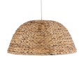 GloboStar® MANGATA 01847 Boho Κρεμαστό Φωτιστικό Καμπάνα Μονόφωτο 1 x E27 IP20 Μπεζ Ξύλο - Μ60 x Π60 x Υ28cm