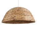 GloboStar® MANGATA 01848 Boho Κρεμαστό Φωτιστικό Καμπάνα Μονόφωτο 1 x E27 IP20 Καφέ Ξύλο - Μ90 x Π90 x Υ40cm