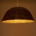 GloboStar® MANGATA 01848 Boho Κρεμαστό Φωτιστικό Καμπάνα Μονόφωτο 1 x E27 IP20 Καφέ Ξύλο - Μ90 x Π90 x Υ40cm