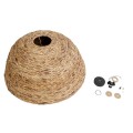 GloboStar® MANGATA 01848 Boho Κρεμαστό Φωτιστικό Καμπάνα Μονόφωτο 1 x E27 IP20 Καφέ Ξύλο - Μ90 x Π90 x Υ40cm