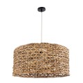 GloboStar® MANGATA 01849 Boho Κρεμαστό Φωτιστικό Καμπάνα Μονόφωτο 1 x E27 IP20 Καφέ Ξύλο - Μ60 x Π60 x Υ28cm