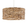 GloboStar® MANGATA 01849 Boho Κρεμαστό Φωτιστικό Καμπάνα Μονόφωτο 1 x E27 IP20 Καφέ Ξύλο - Μ60 x Π60 x Υ28cm
