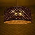 GloboStar® MANGATA 01850 Boho Κρεμαστό Φωτιστικό Καμπάνα Μονόφωτο 1 x E27 IP20 Καφέ Ξύλο - Μ90 x Π90 x Υ40cm