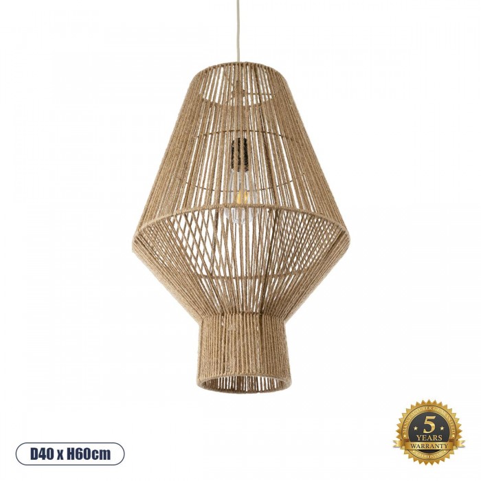GloboStar® CAYMAN 01853 Boho Κρεμαστό Φωτιστικό Οροφής Μονόφωτο 1 x E27 AC220-240V IP20 - Φ40 x Υ60cm - Μπεζ Λεπτό Σχοινί Τριχιά Πλέγμα GloboStar® CAYMAN 01853 Boho Κρεμαστό Φωτιστικό Οροφής Μονόφωτο 1 x E27 AC220-240V IP20 - Φ40 x Υ60cm - Μπεζ Λεπτό Σχοινί Τριχιά Πλέγμα
