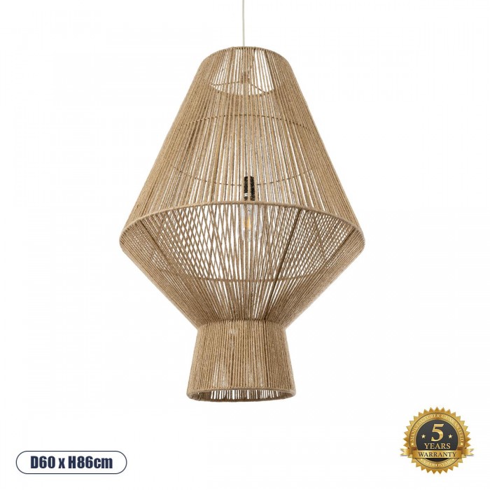 GloboStar® CAYMAN 01854 Boho Κρεμαστό Φωτιστικό Οροφής Μονόφωτο 1 x E27 AC220-240V IP20 - Φ60 x Υ86cm - Μπεζ Λεπτό Σχοινί Τριχιά Πλέγμα GloboStar® CAYMAN 01854 Boho Κρεμαστό Φωτιστικό Οροφής Μονόφωτο 1 x E27 AC220-240V IP20 - Φ60 x Υ86cm - Μπεζ Λεπτό Σχοινί Τριχιά Πλέγμα