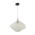 GloboStar® KENTUCKY 01862 Vintage Κρεμαστό Φωτιστικό Οροφής Μονόφωτο 1 x E27 AC220-240V IP20 - Φ40 x Υ30cm - Μπεζ Εκρού Μεταλλικό Πλέγμα