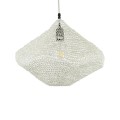 GloboStar® KENTUCKY 01862 Vintage Κρεμαστό Φωτιστικό Οροφής Μονόφωτο 1 x E27 AC220-240V IP20 - Φ40 x Υ30cm - Μπεζ Εκρού Μεταλλικό Πλέγμα