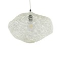 GloboStar® KENTUCKY 01862 Vintage Κρεμαστό Φωτιστικό Οροφής Μονόφωτο 1 x E27 AC220-240V IP20 - Φ40 x Υ30cm - Μπεζ Εκρού Μεταλλικό Πλέγμα