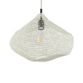 GloboStar® KENTUCKY 01862 Vintage Κρεμαστό Φωτιστικό Οροφής Μονόφωτο 1 x E27 AC220-240V IP20 - Φ40 x Υ30cm - Μπεζ Εκρού Μεταλλικό Πλέγμα