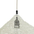 GloboStar® KENTUCKY 01862 Vintage Κρεμαστό Φωτιστικό Οροφής Μονόφωτο 1 x E27 AC220-240V IP20 - Φ40 x Υ30cm - Μπεζ Εκρού Μεταλλικό Πλέγμα