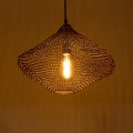 GloboStar® KENTUCKY 01863 Vintage Κρεμαστό Φωτιστικό Οροφής Μονόφωτο 1 x E27 AC220-240V IP20 - Φ40 x Υ30cm - Σκούρο Καφέ Μεταλλικό Πλέγμα