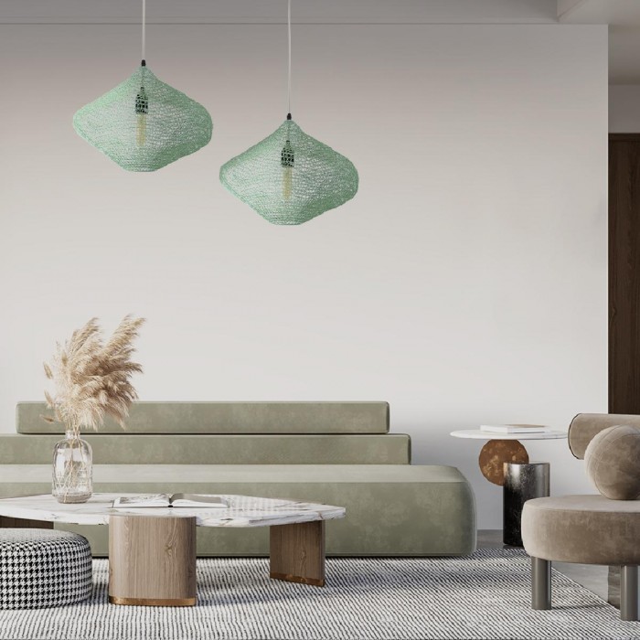 GloboStar® KENTUCKY 01864 Vintage Κρεμαστό Φωτιστικό Οροφής Μονόφωτο 1 x E27 AC220-240V IP20 - Φ40 x Υ30cm - Τιρκουάζ Μεταλλικό Πλέγμα GloboStar® KENTUCKY 01864 Vintage Κρεμαστό Φωτιστικό Οροφής Μονόφωτο 1 x E27 AC220-240V IP20 - Φ40 x Υ30cm - Τιρκουάζ Μεταλλικό Πλέγμα