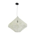 GloboStar® KENTUCKY 01865 Vintage Κρεμαστό Φωτιστικό Οροφής Μονόφωτο 1 x E27 AC220-240V IP20 - Φ60 x Υ50cm - Μπεζ Εκρού Μεταλλικό Πλέγμα