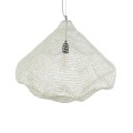 GloboStar® KENTUCKY 01865 Vintage Κρεμαστό Φωτιστικό Οροφής Μονόφωτο 1 x E27 AC220-240V IP20 - Φ60 x Υ50cm - Μπεζ Εκρού Μεταλλικό Πλέγμα