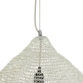 GloboStar® KENTUCKY 01865 Vintage Κρεμαστό Φωτιστικό Οροφής Μονόφωτο 1 x E27 AC220-240V IP20 - Φ60 x Υ50cm - Μπεζ Εκρού Μεταλλικό Πλέγμα