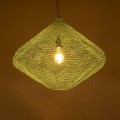 GloboStar® KENTUCKY 01866 Vintage Κρεμαστό Φωτιστικό Οροφής Μονόφωτο 1 x E27 AC220-240V IP20 - Φ60 x Υ50cm - Τιρκουάζ Μεταλλικό Πλέγμα