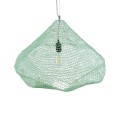 GloboStar® KENTUCKY 01866 Vintage Κρεμαστό Φωτιστικό Οροφής Μονόφωτο 1 x E27 AC220-240V IP20 - Φ60 x Υ50cm - Τιρκουάζ Μεταλλικό Πλέγμα