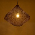 GloboStar® KENTUCKY 01867 Vintage Κρεμαστό Φωτιστικό Οροφής Μονόφωτο 1 x E27 AC220-240V IP20 - Φ60 x Υ50cm - Σκούρο Καφέ Μεταλλικό Πλέγμα