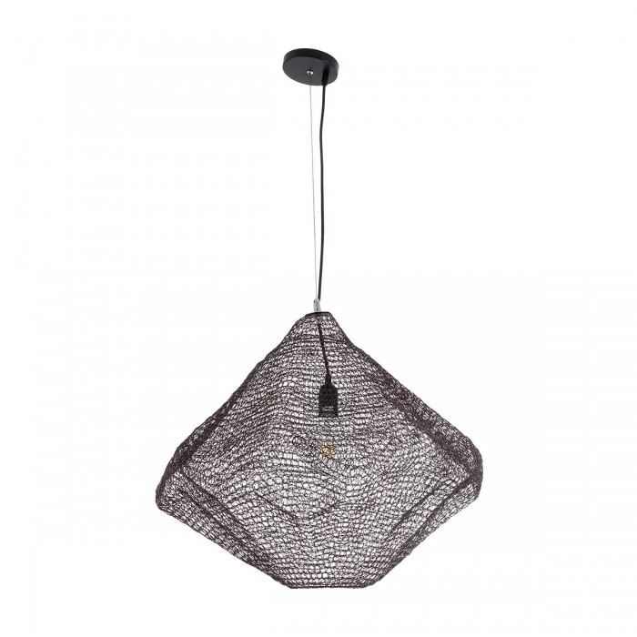 GloboStar® KENTUCKY 01867 Vintage Κρεμαστό Φωτιστικό Οροφής Μονόφωτο 1 x E27 AC220-240V IP20 - Φ60 x Υ50cm - Σκούρο Καφέ Μεταλλικό Πλέγμα