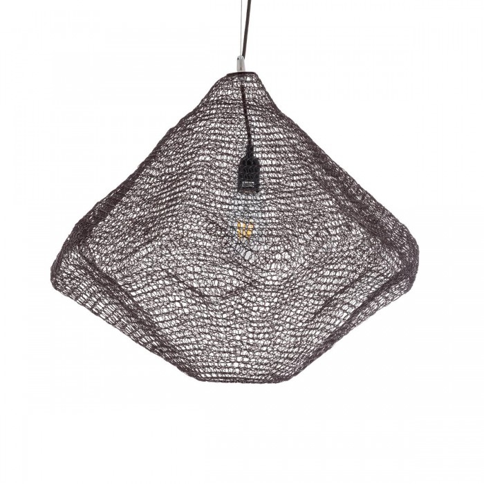 GloboStar® KENTUCKY 01867 Vintage Κρεμαστό Φωτιστικό Οροφής Μονόφωτο 1 x E27 AC220-240V IP20 - Φ60 x Υ50cm - Σκούρο Καφέ Μεταλλικό Πλέγμα