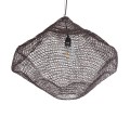 GloboStar® KENTUCKY 01867 Vintage Κρεμαστό Φωτιστικό Οροφής Μονόφωτο 1 x E27 AC220-240V IP20 - Φ60 x Υ50cm - Σκούρο Καφέ Μεταλλικό Πλέγμα