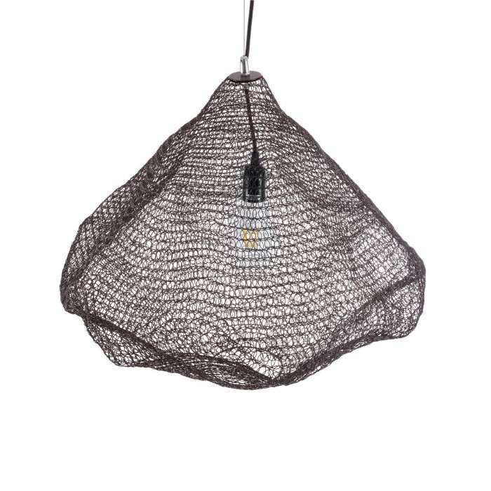 GloboStar® KENTUCKY 01867 Vintage Κρεμαστό Φωτιστικό Οροφής Μονόφωτο 1 x E27 AC220-240V IP20 - Φ60 x Υ50cm - Σκούρο Καφέ Μεταλλικό Πλέγμα