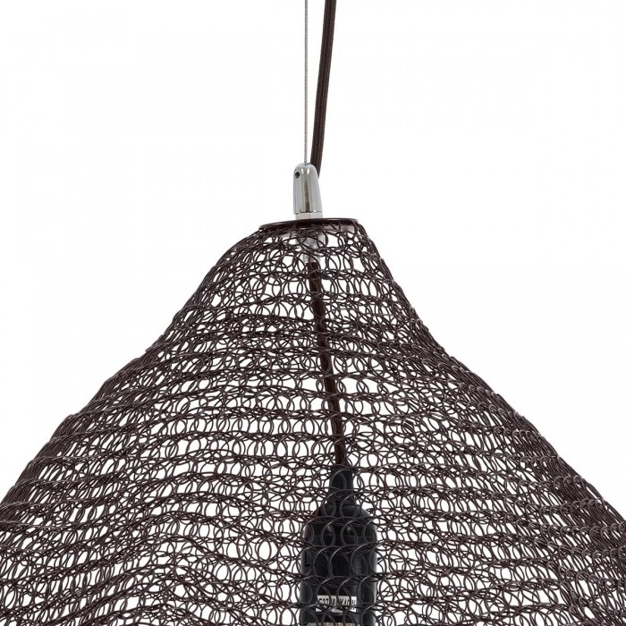 GloboStar® KENTUCKY 01867 Vintage Κρεμαστό Φωτιστικό Οροφής Μονόφωτο 1 x E27 AC220-240V IP20 - Φ60 x Υ50cm - Σκούρο Καφέ Μεταλλικό Πλέγμα