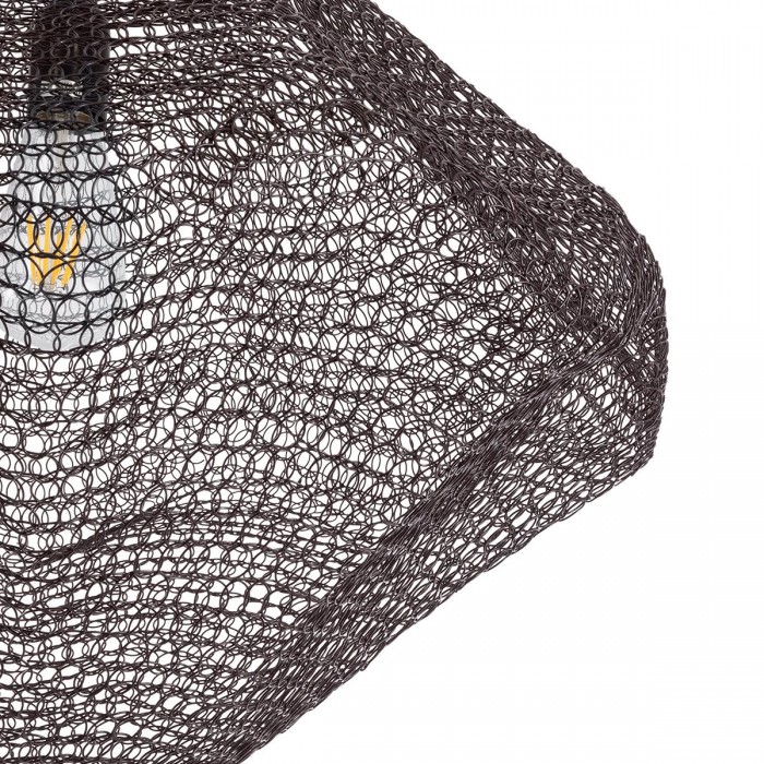 GloboStar® KENTUCKY 01867 Vintage Κρεμαστό Φωτιστικό Οροφής Μονόφωτο 1 x E27 AC220-240V IP20 - Φ60 x Υ50cm - Σκούρο Καφέ Μεταλλικό Πλέγμα