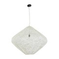 GloboStar® KENTUCKY 01868 Vintage Κρεμαστό Φωτιστικό Οροφής Μονόφωτο 1 x E27 AC220-240V IP20 - Φ90 x Υ70cm - Μπεζ Εκρού Μεταλλικό Πλέγμα